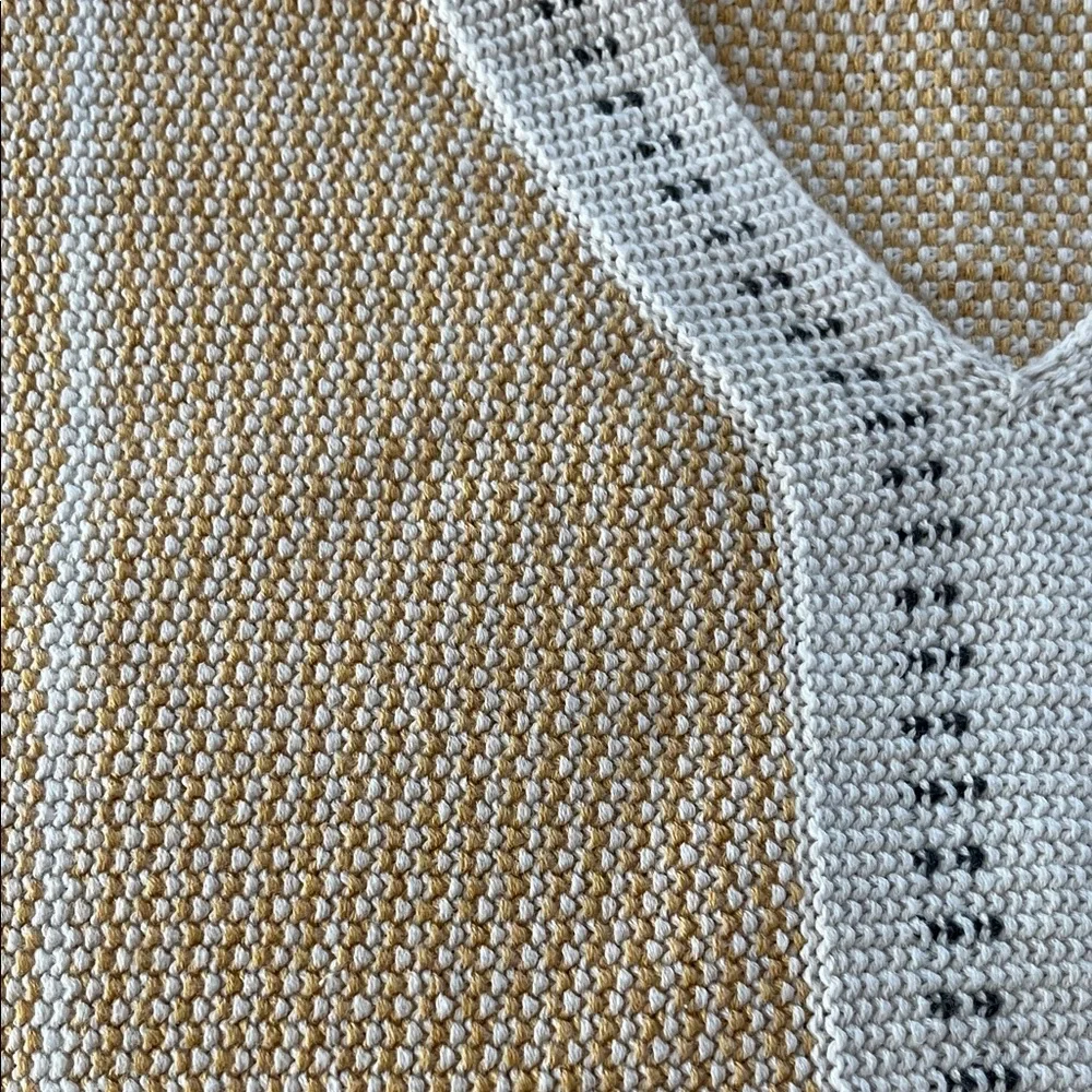 Wrap London Yellow Knit V-Neck Sweater with Cream Trim - Picture 5 of 5